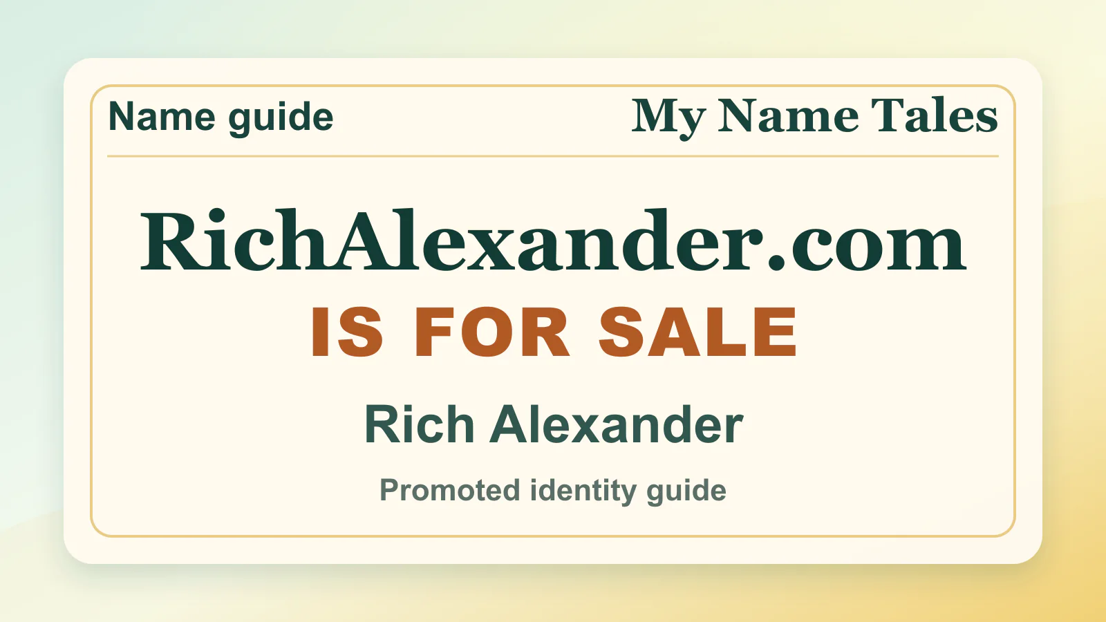 Rich Alexander personal name guide thumbnail on My Name Tales