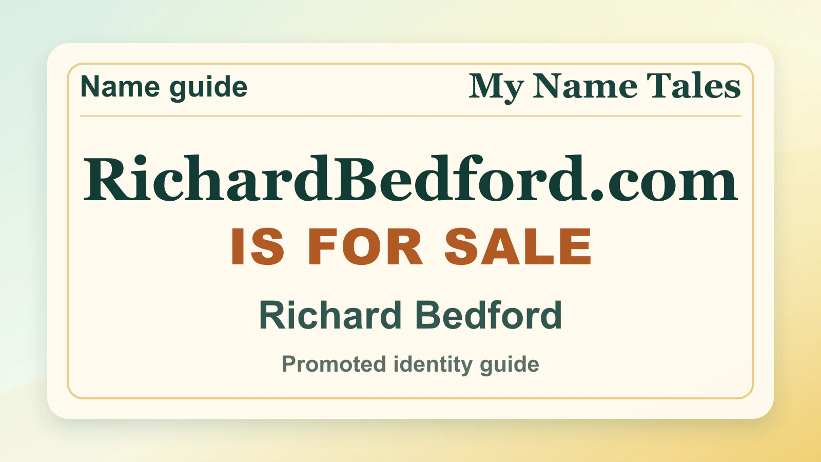 Richard Bedford personal name guide thumbnail on My Name Tales