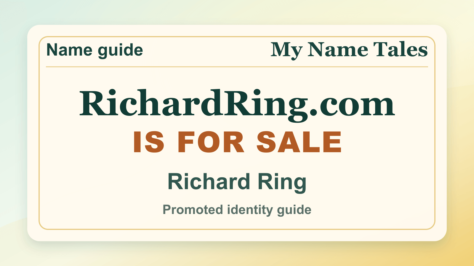 Richard Ring identity guide image — RichardRing.com is for sale