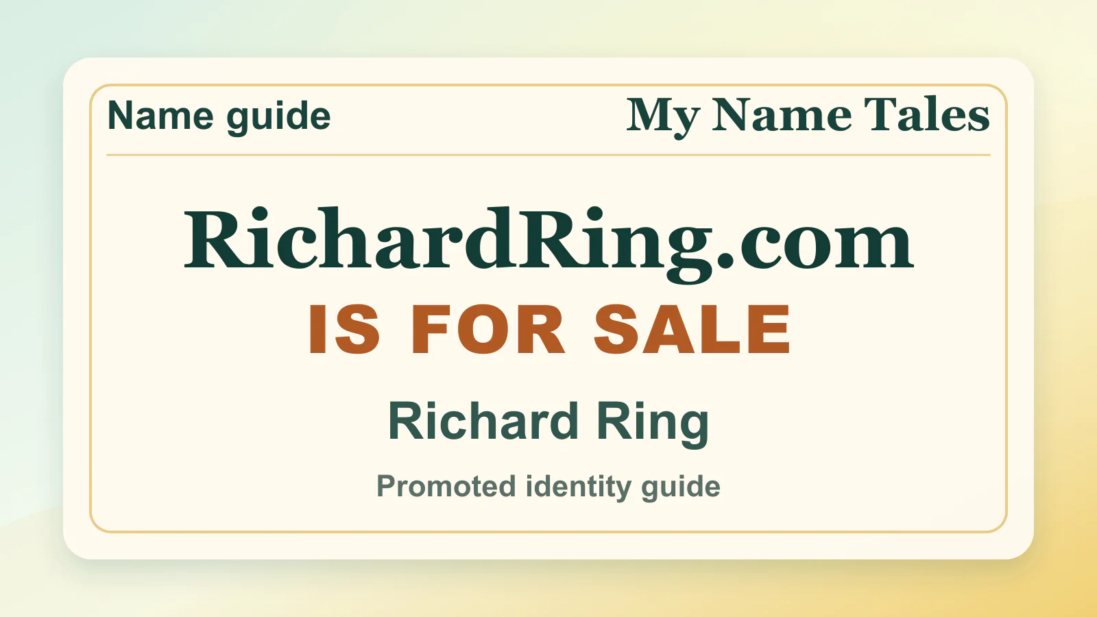 Richard Ring personal name guide thumbnail on My Name Tales