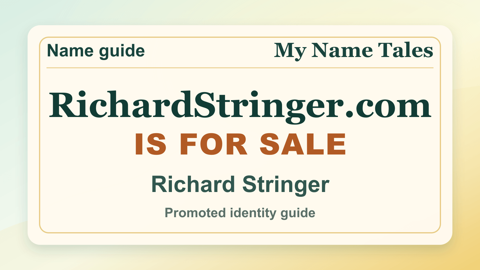 Richard Stringer identity guide image — RichardStringer.com is for sale
