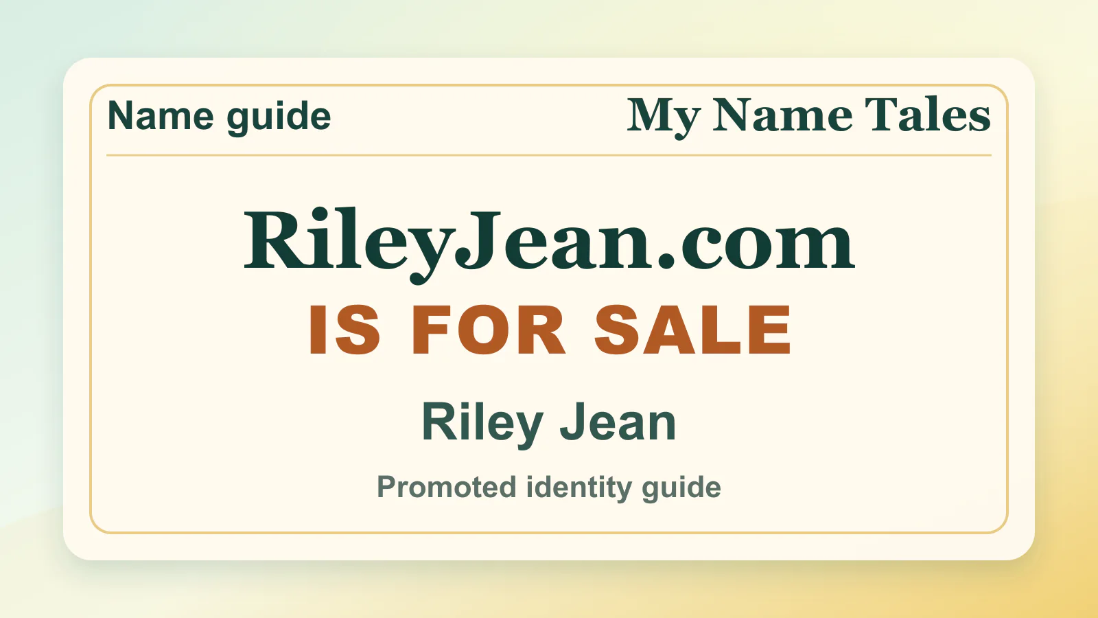Riley Jean personal name guide thumbnail on My Name Tales