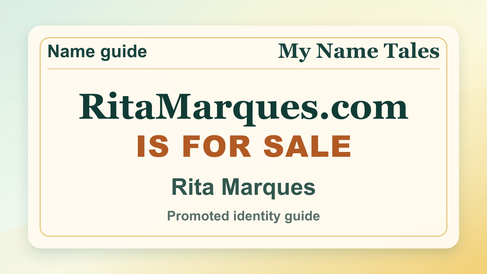 Rita Marques identity guide image — RitaMarques.com is for sale