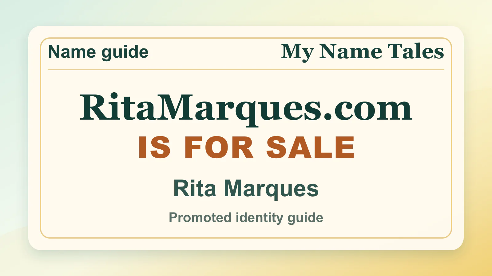 Rita Marques personal name guide thumbnail on My Name Tales