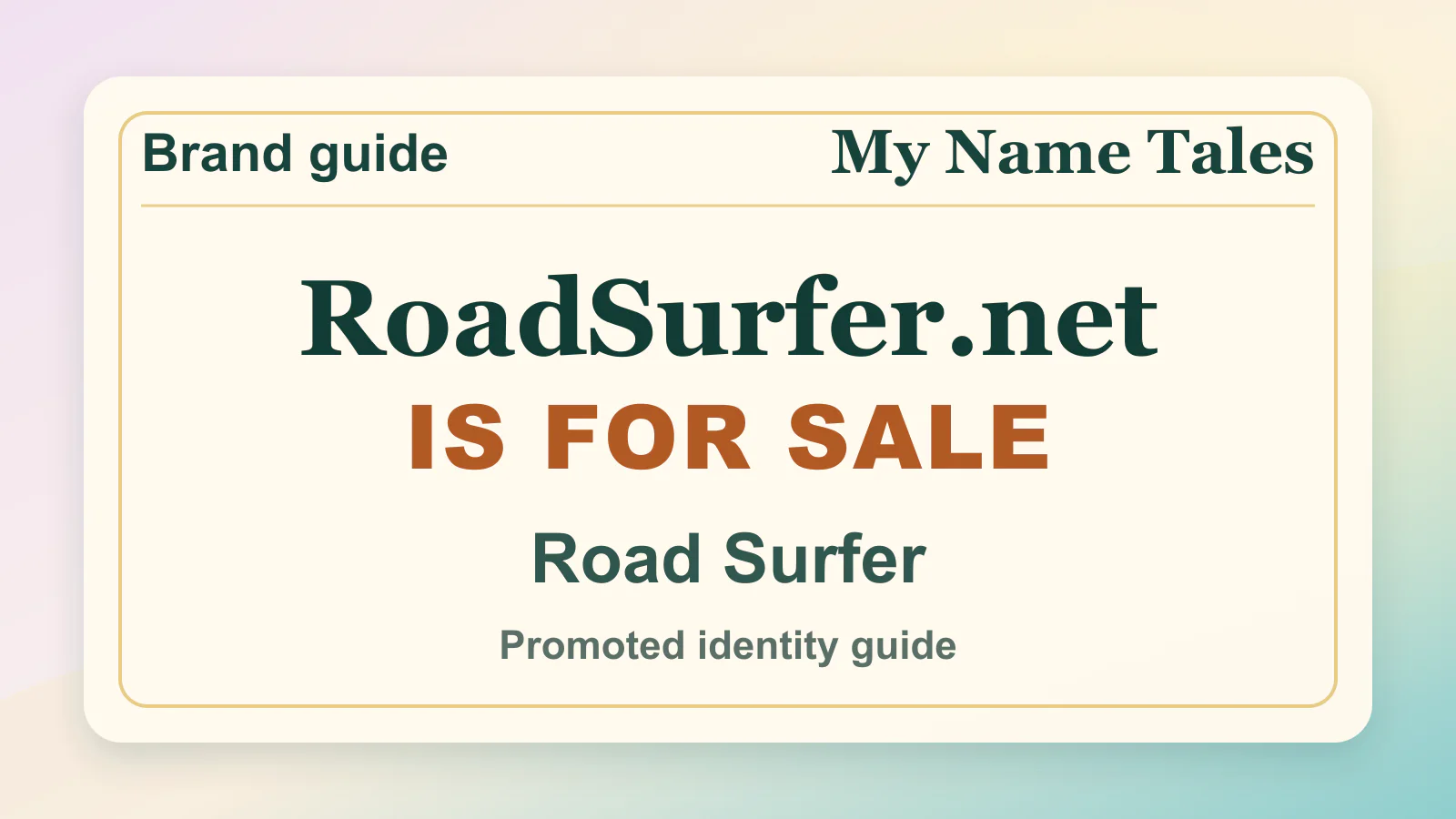 Road Surfer brandable domain guide thumbnail on My Name Tales