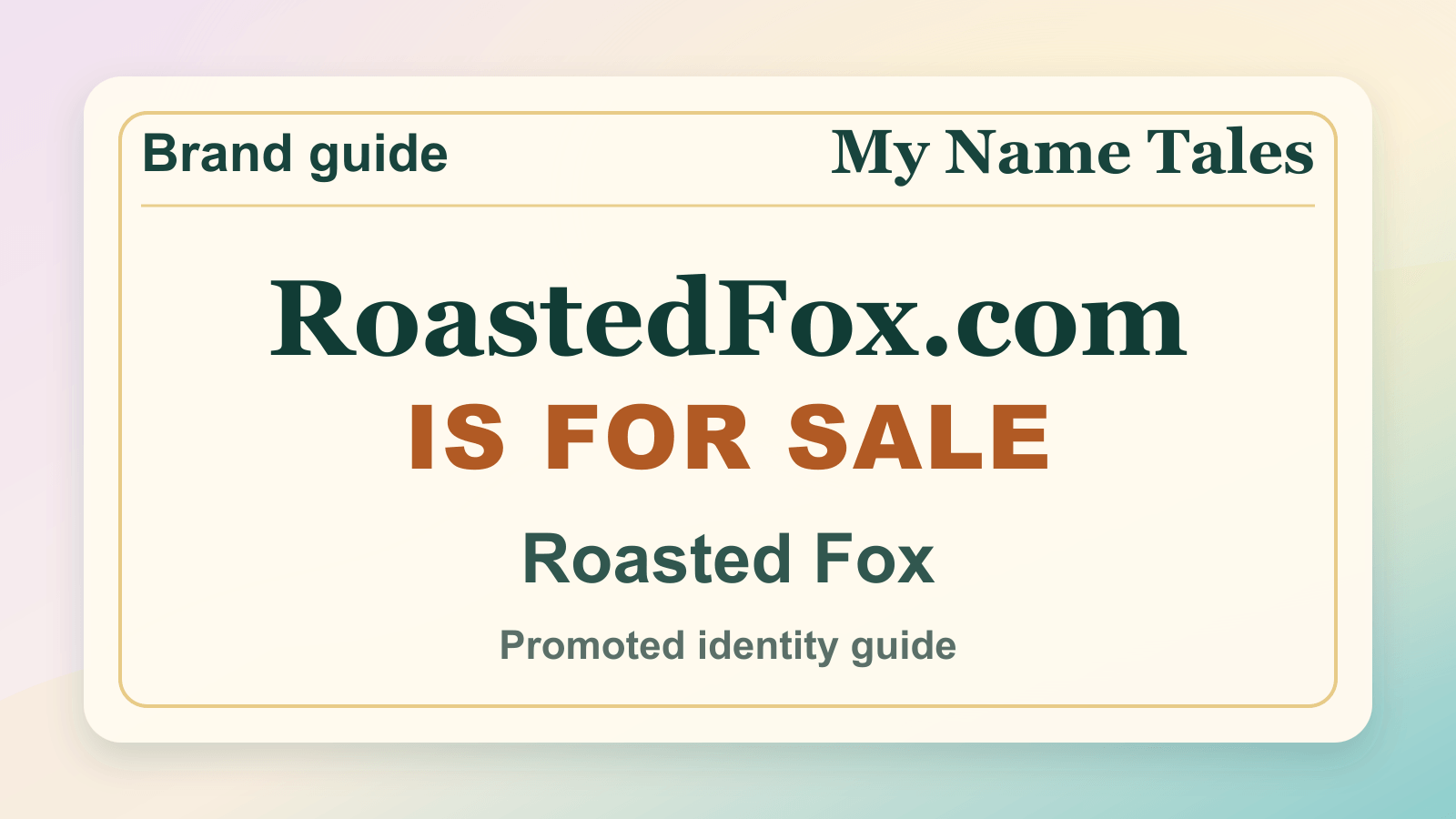 Roasted Fox identity guide image — RoastedFox.com is for sale