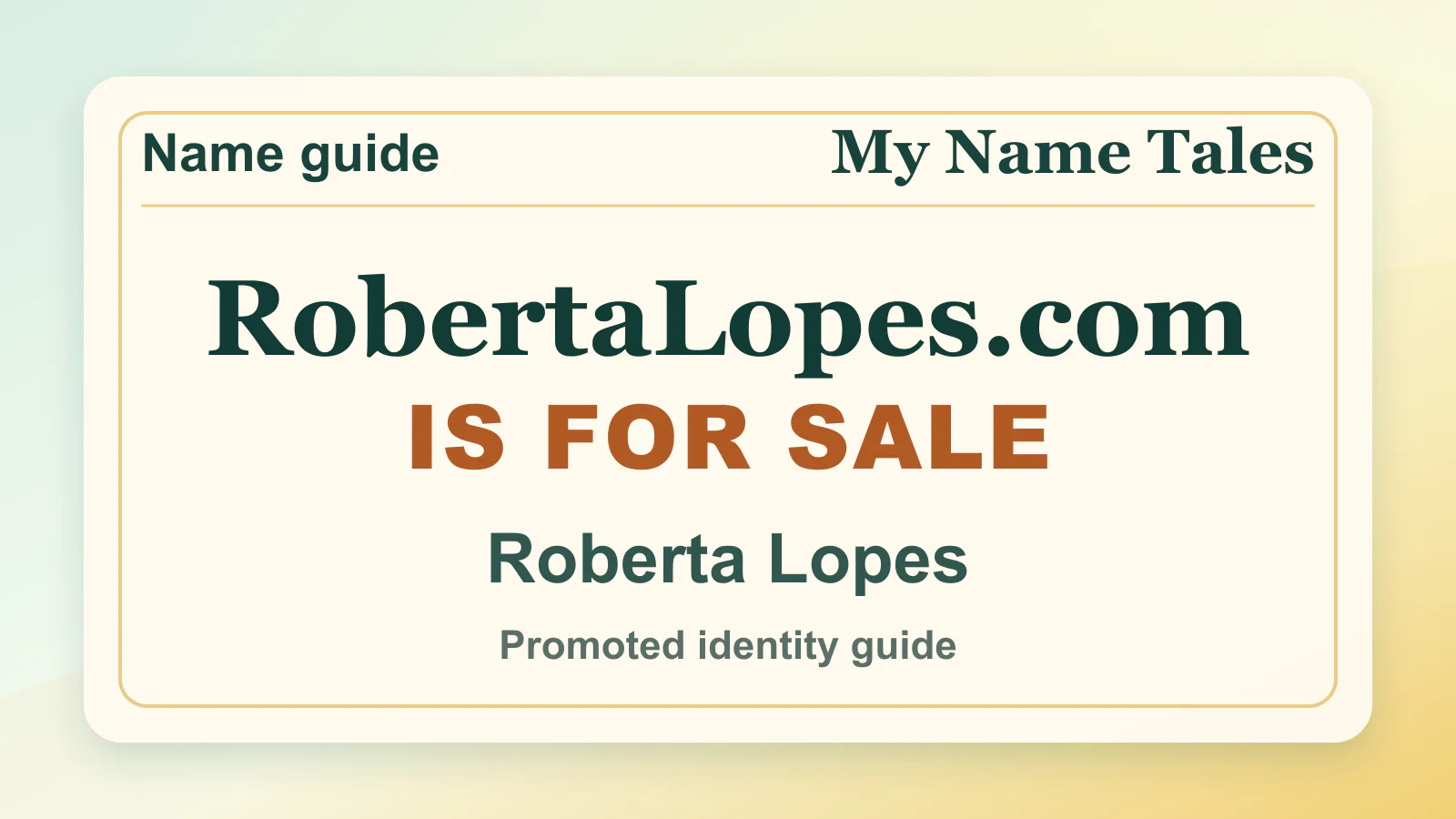 Roberta Lopes personal name guide thumbnail on My Name Tales