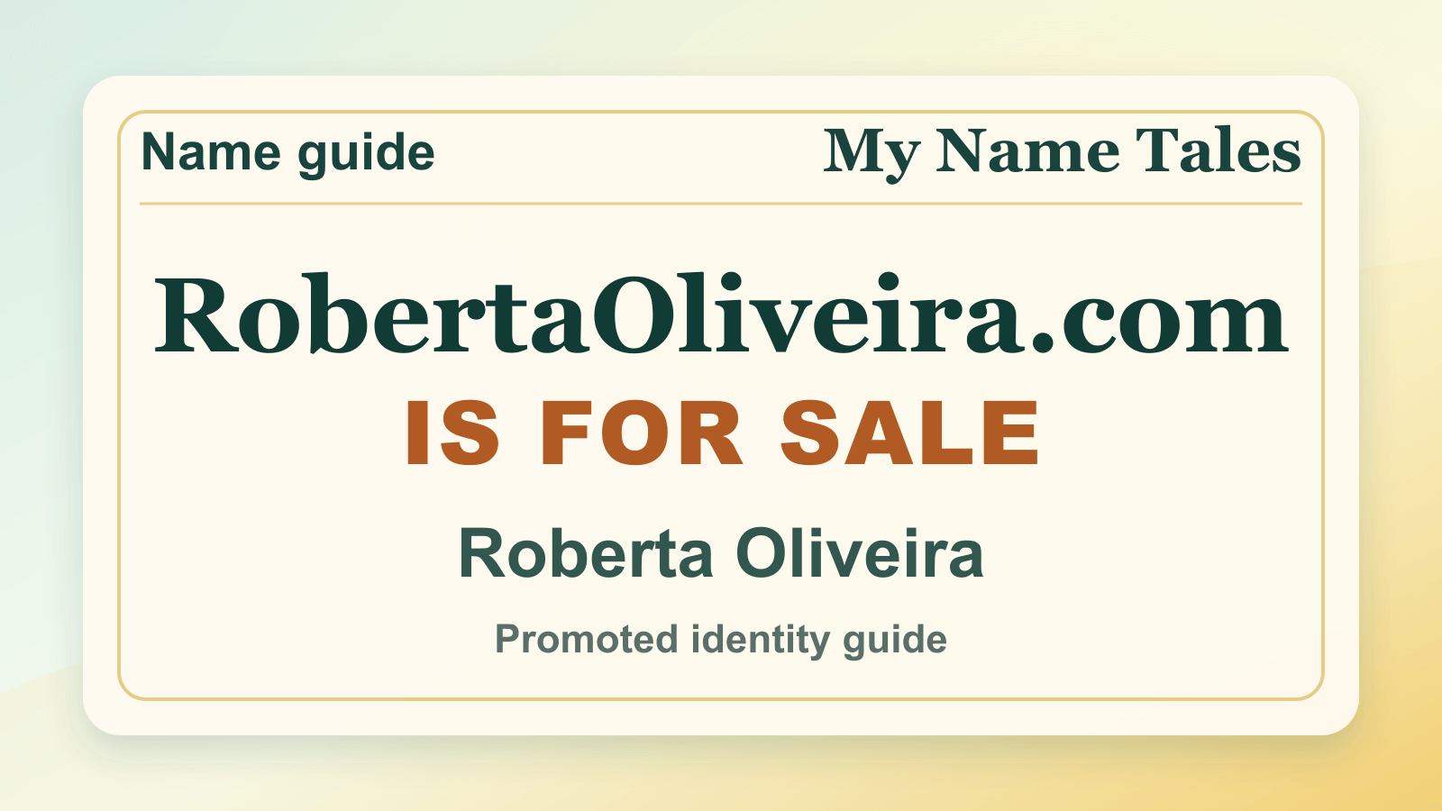 Roberta Oliveira identity guide image — RobertaOliveira.com is for sale
