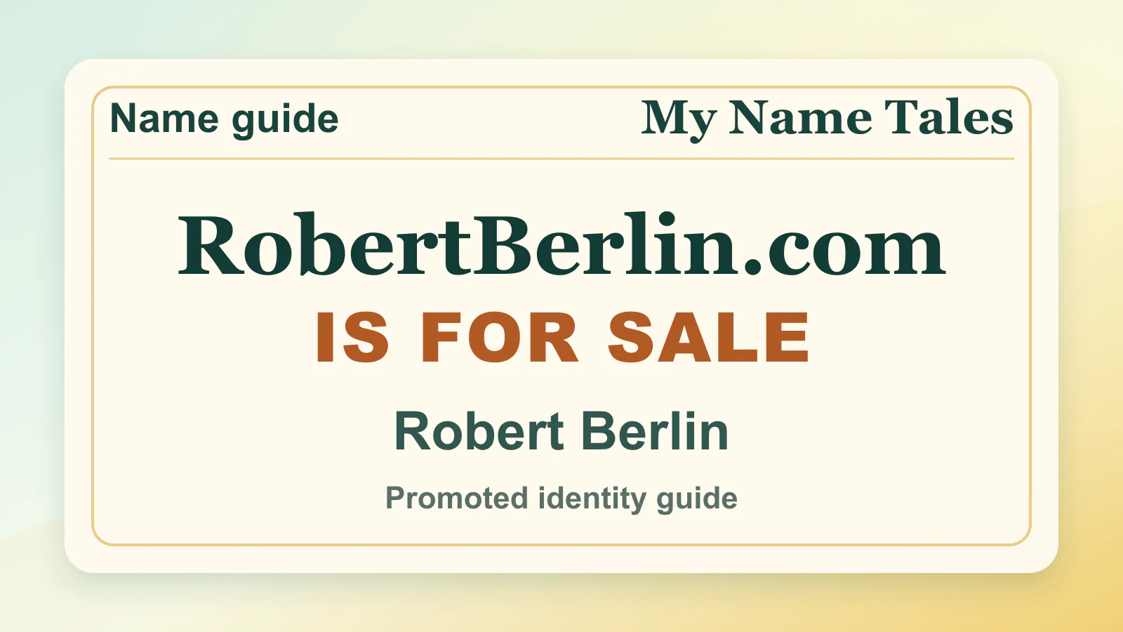 Robert Berlin personal name guide thumbnail on My Name Tales