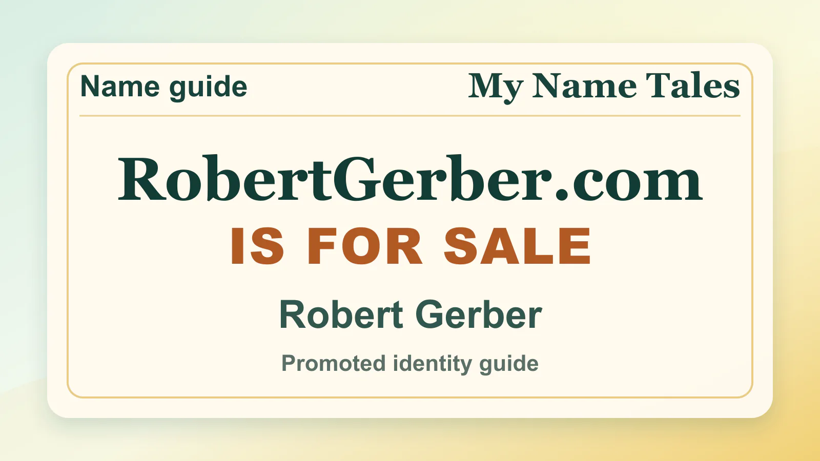 Robert Gerber personal name guide thumbnail on My Name Tales