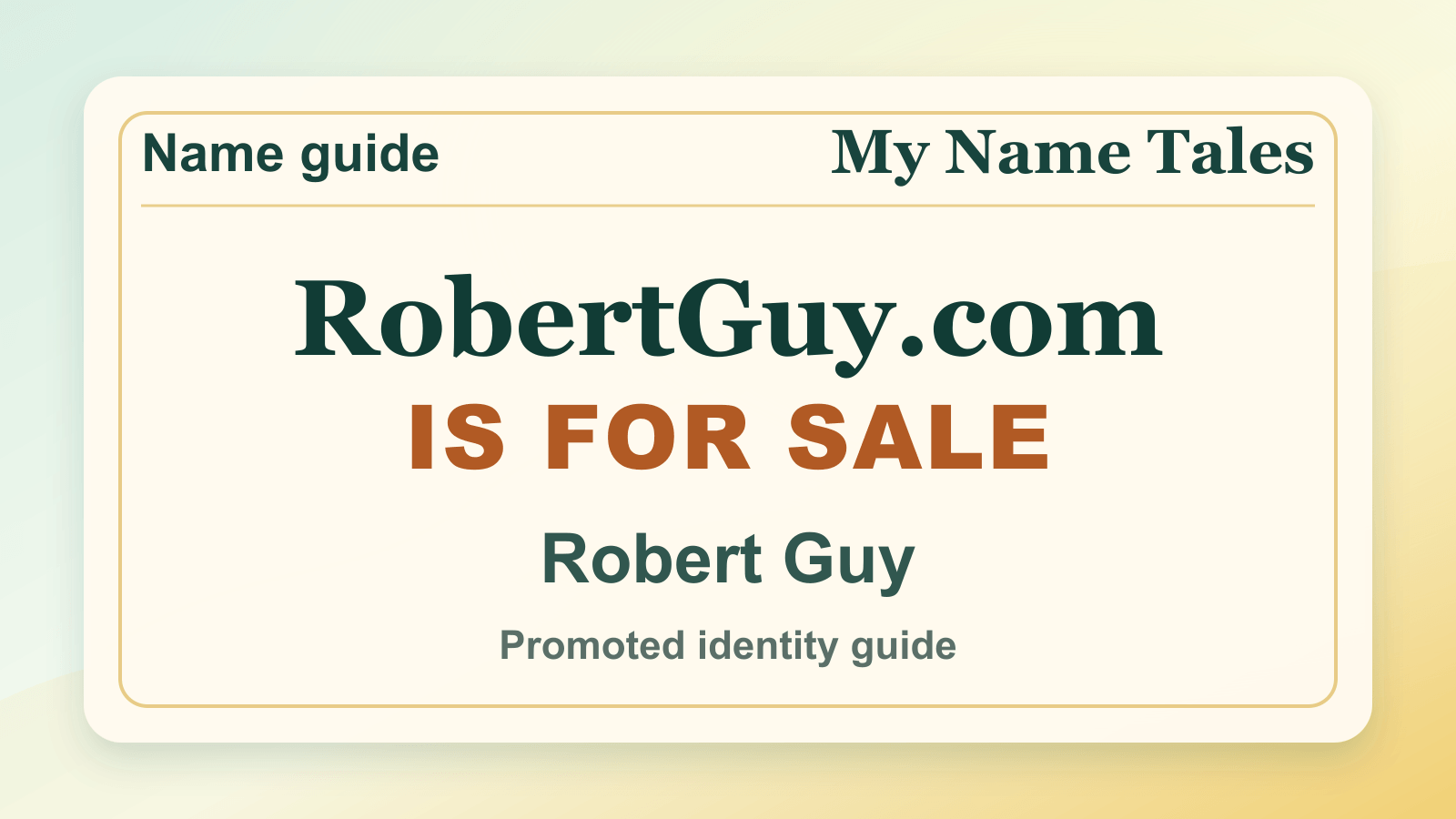 Robert Guy identity guide image — RobertGuy.com is for sale