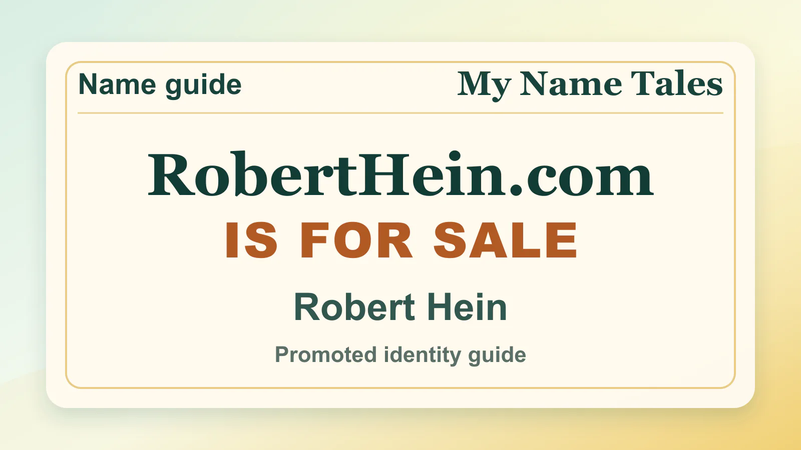Robert Hein personal name guide thumbnail on My Name Tales