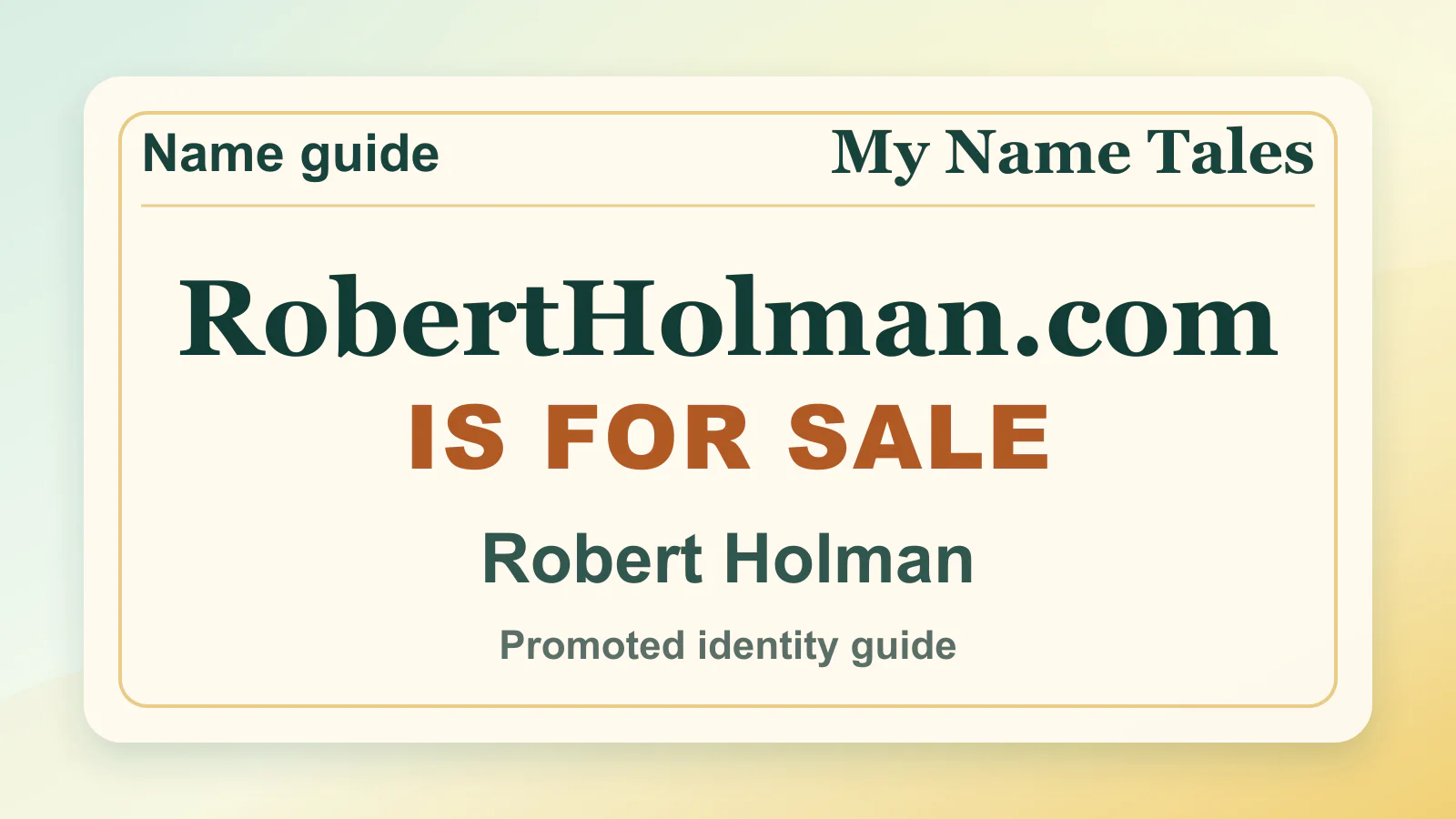 Robert Holman personal name guide thumbnail on My Name Tales