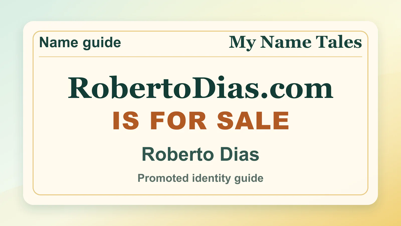 Roberto Dias personal name guide thumbnail on My Name Tales