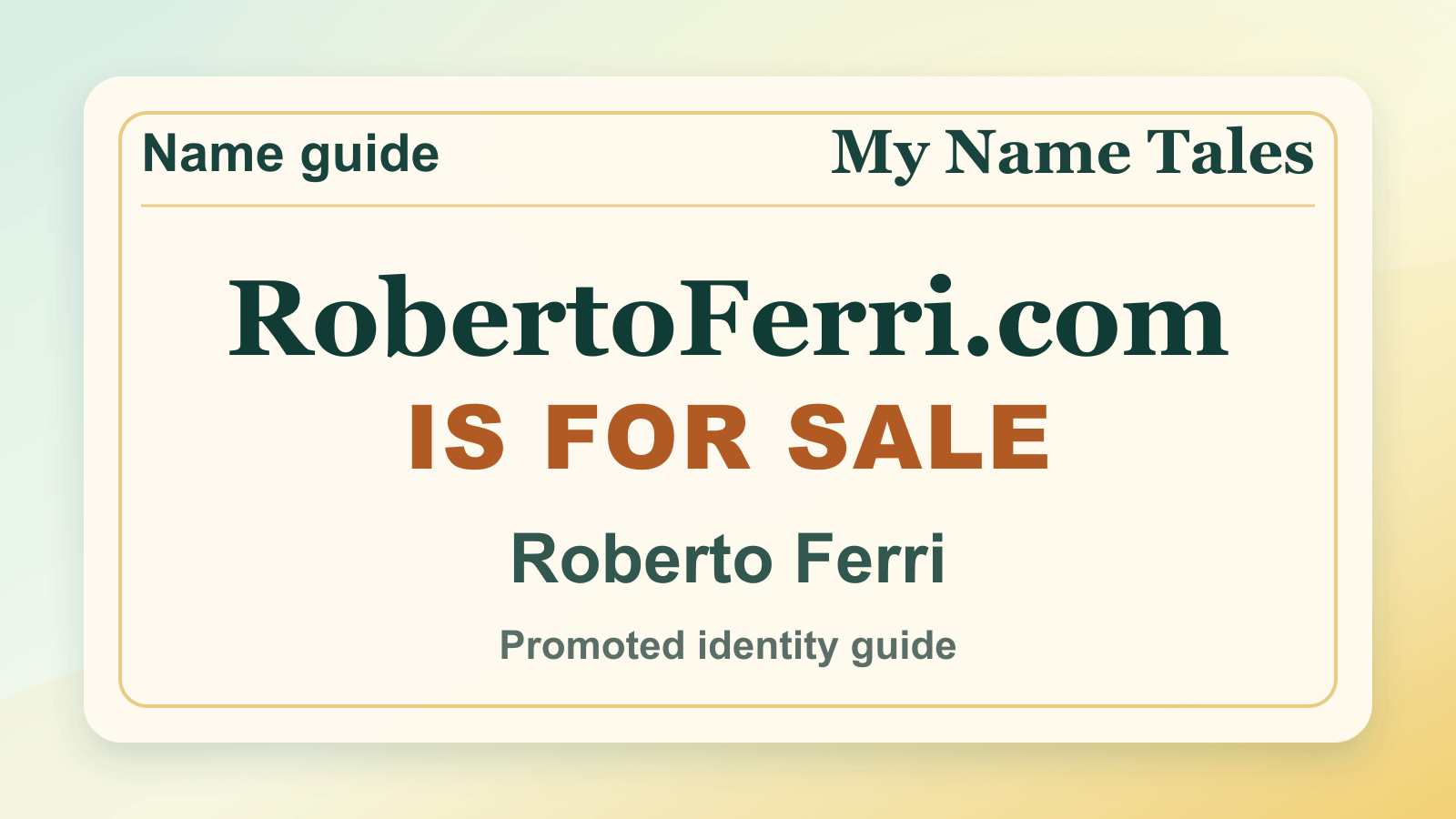 Roberto Ferri identity guide image — RobertoFerri.com is for sale