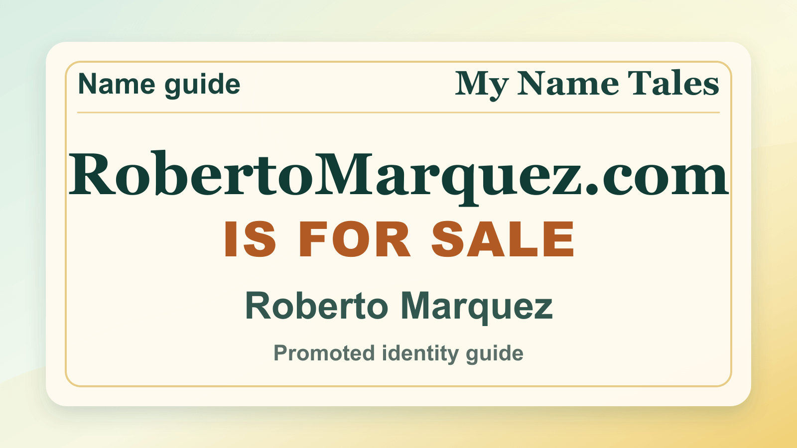 Roberto Marquez identity guide image — RobertoMarquez.com is for sale