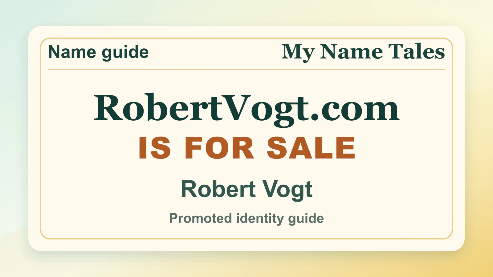 Robert Vogt personal name guide thumbnail on My Name Tales
