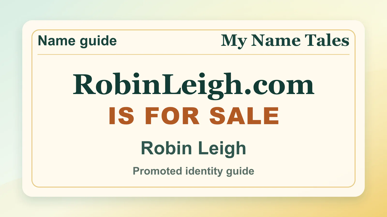 Robin Leigh personal name guide thumbnail on My Name Tales