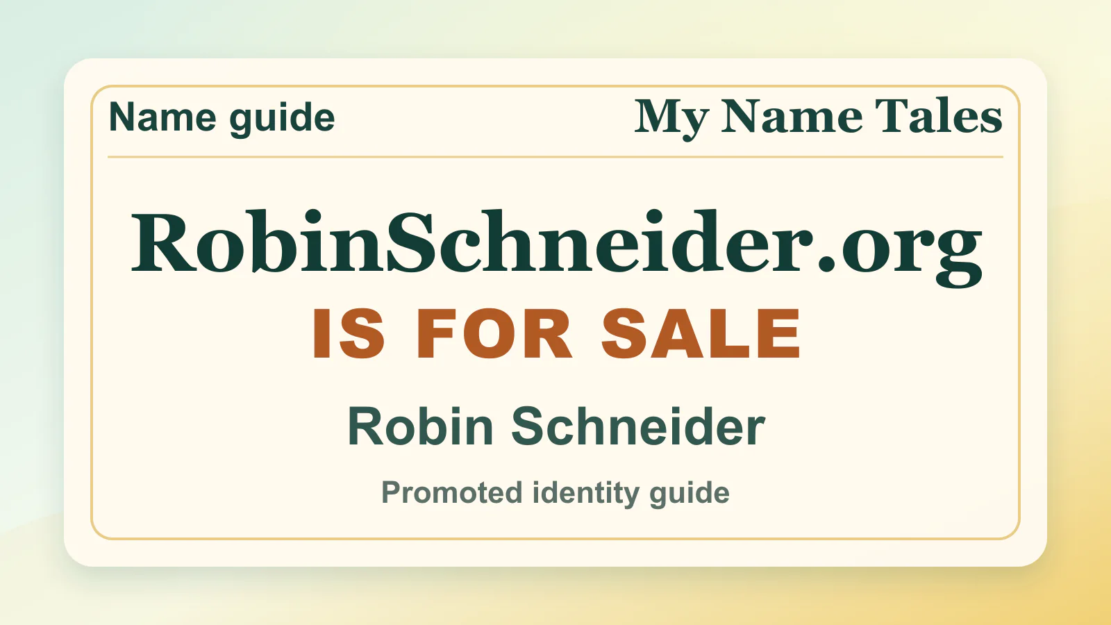 Robin Schneider personal name guide thumbnail on My Name Tales