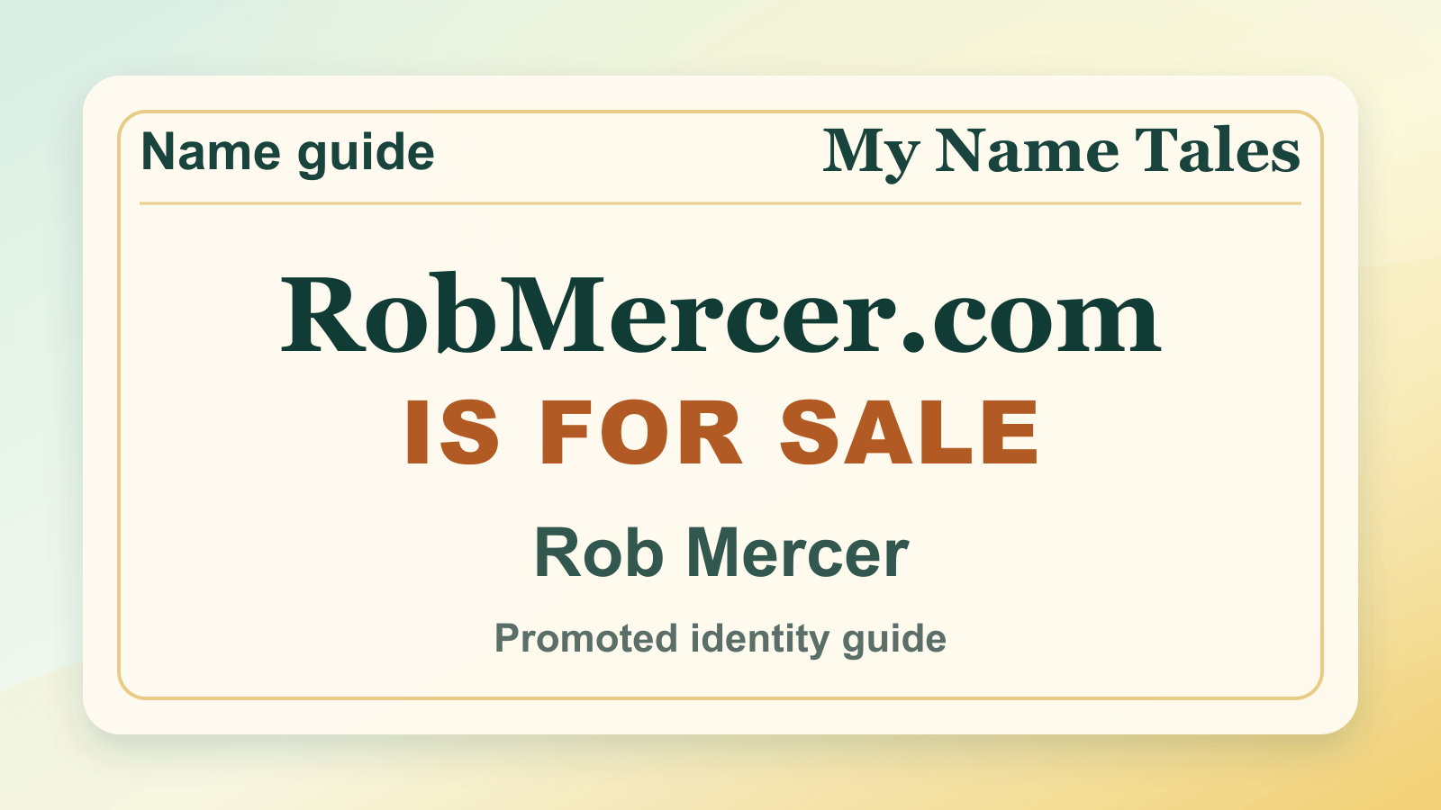 Rob Mercer identity guide image — RobMercer.com is for sale