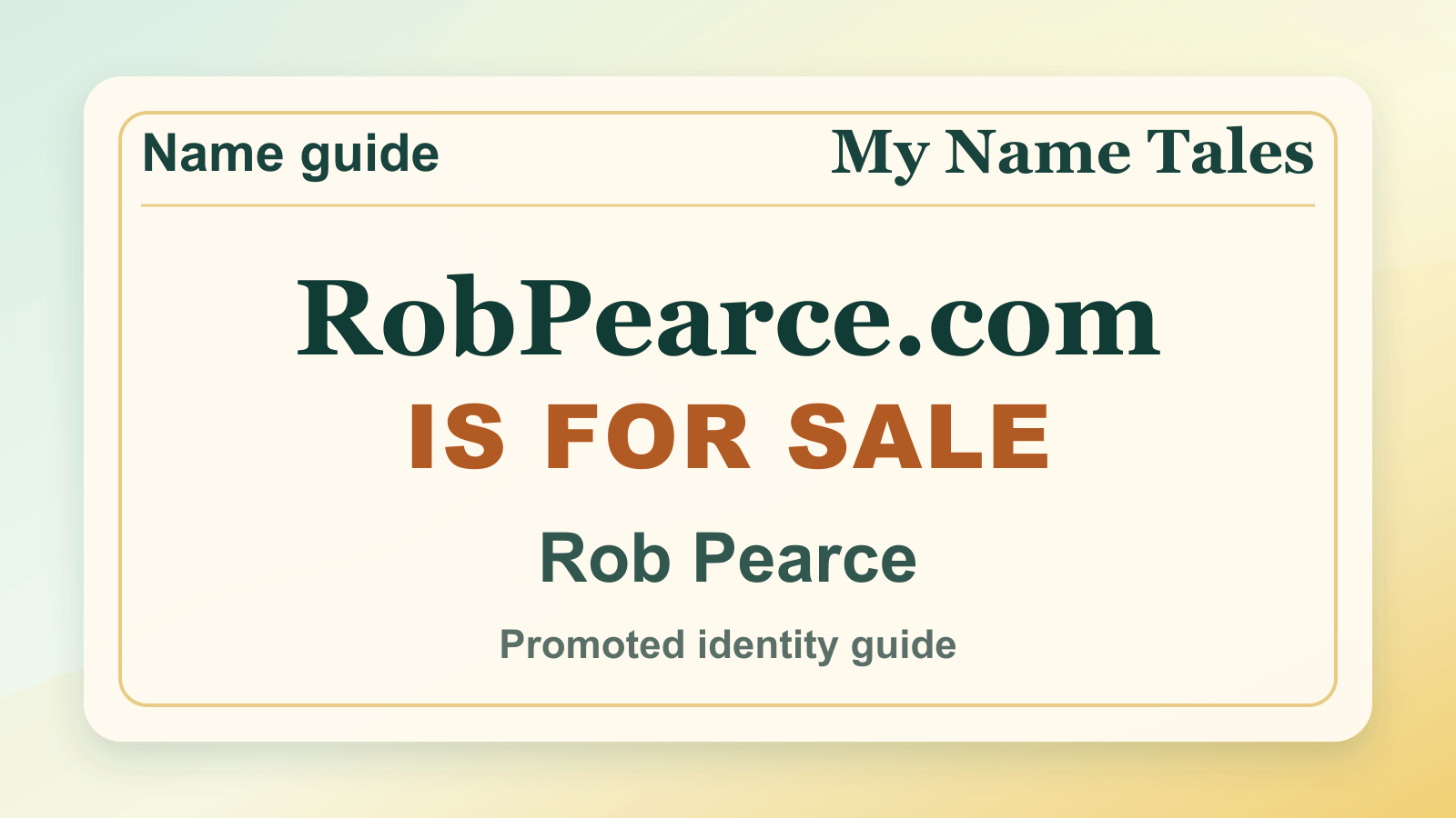 Rob Pearce identity guide image — RobPearce.com is for sale