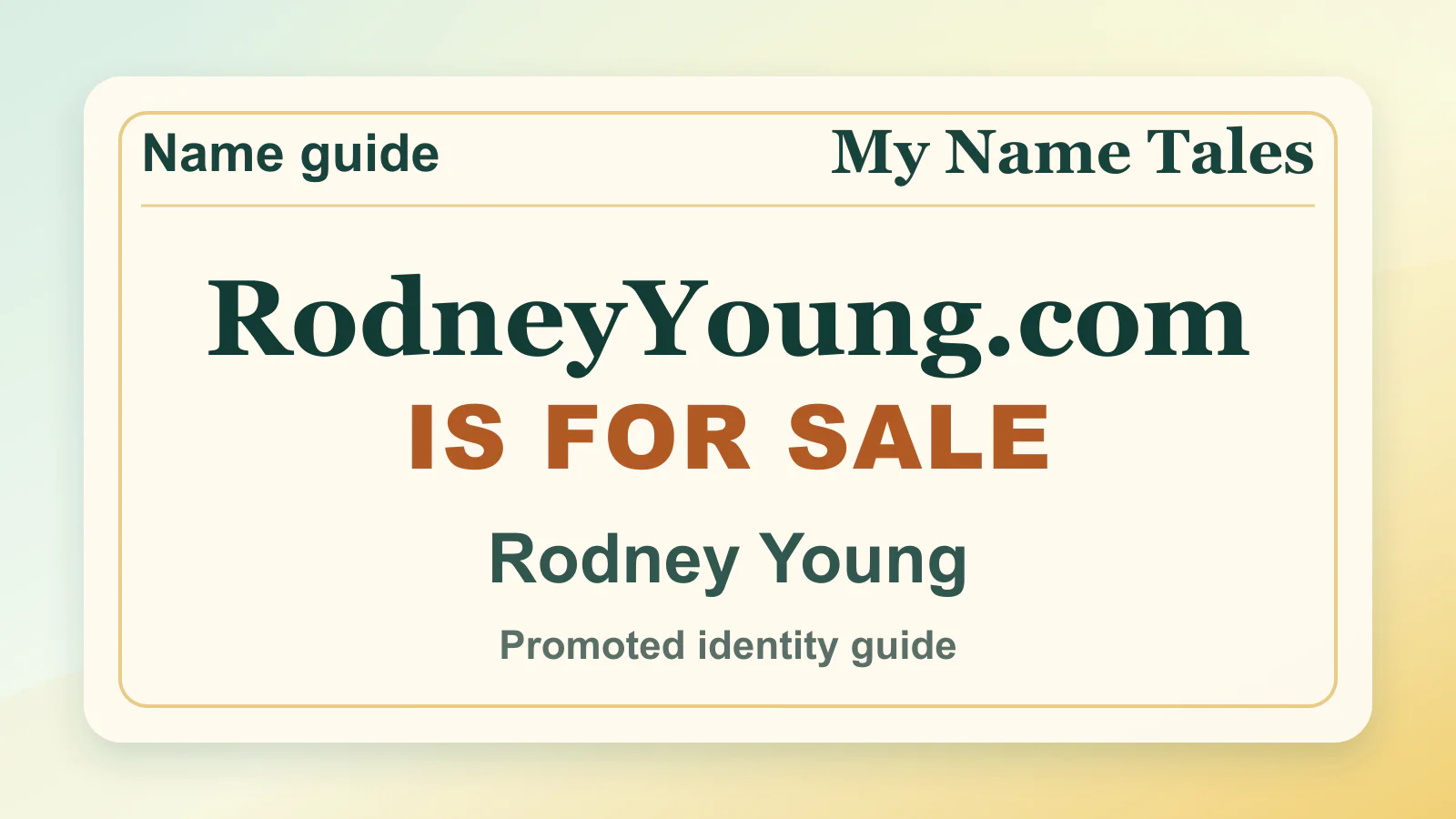 Rodney Young personal name guide thumbnail on My Name Tales