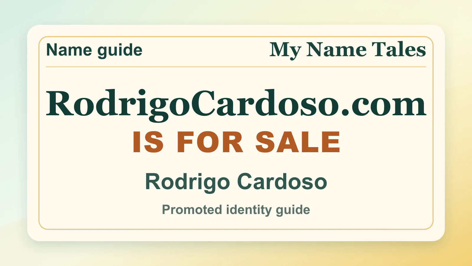 Rodrigo Cardoso personal name guide thumbnail on My Name Tales