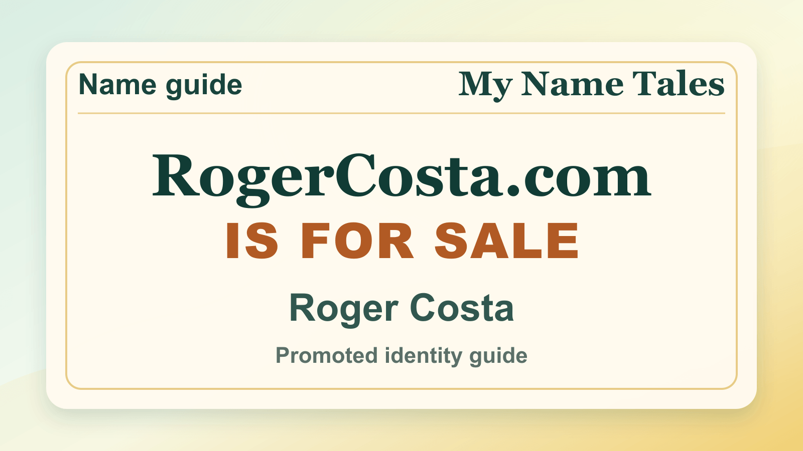 Roger Costa identity guide image — RogerCosta.com is for sale