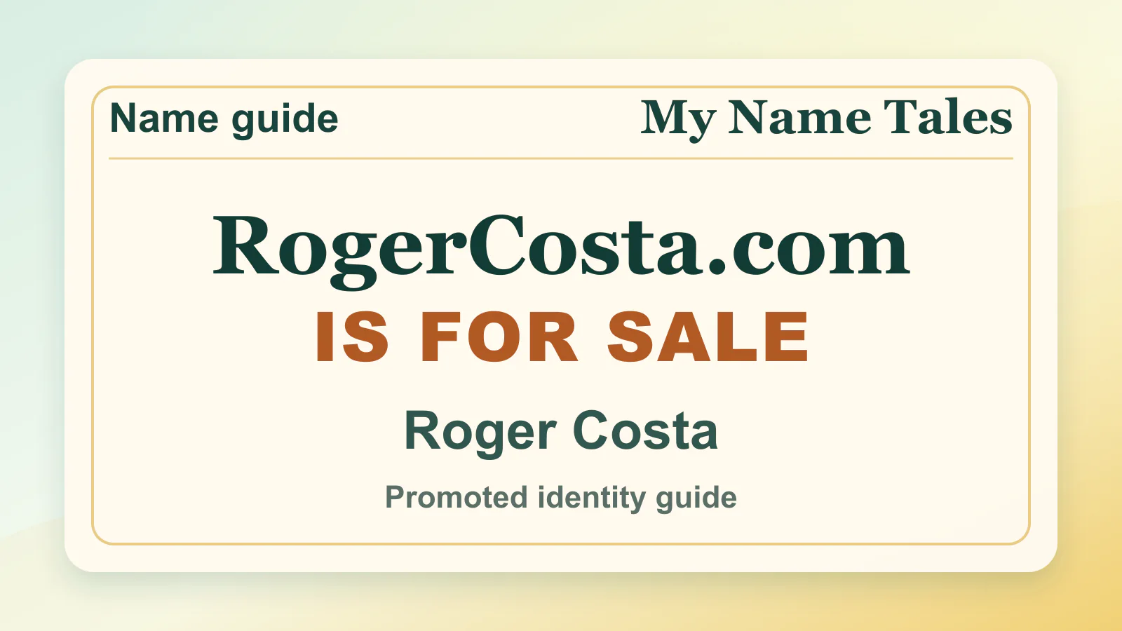 Roger Costa personal name guide thumbnail on My Name Tales