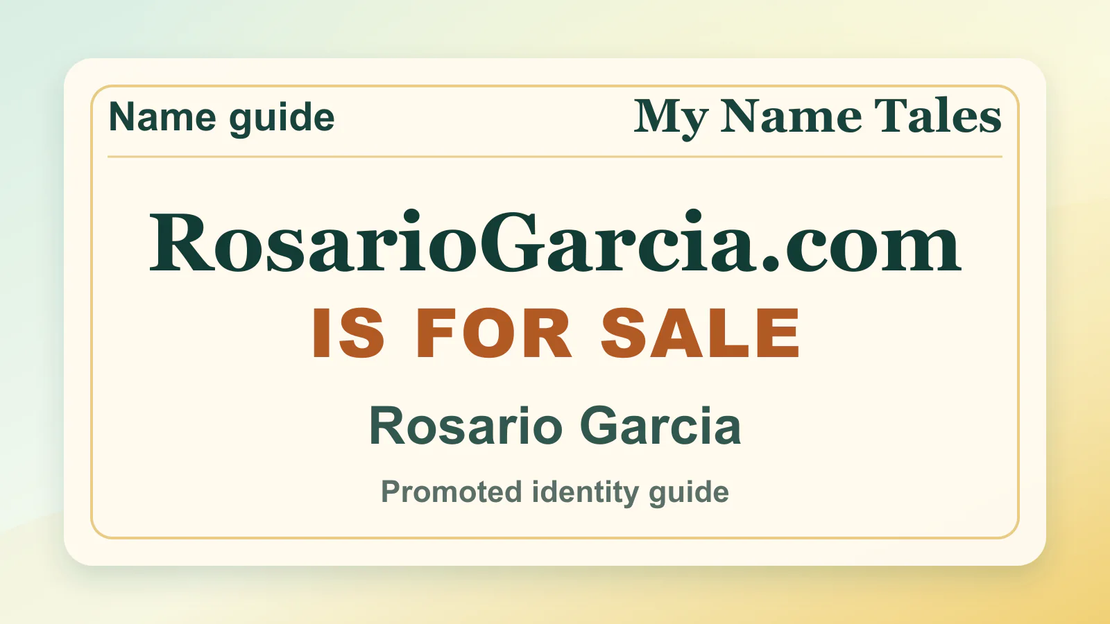 Rosario Garcia personal name guide thumbnail on My Name Tales
