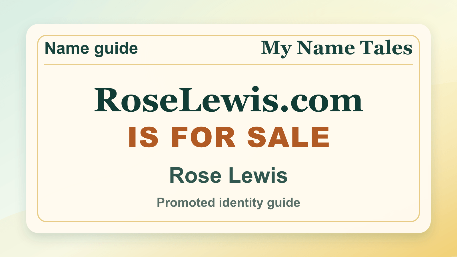 Rose Lewis identity guide image — RoseLewis.com is for sale