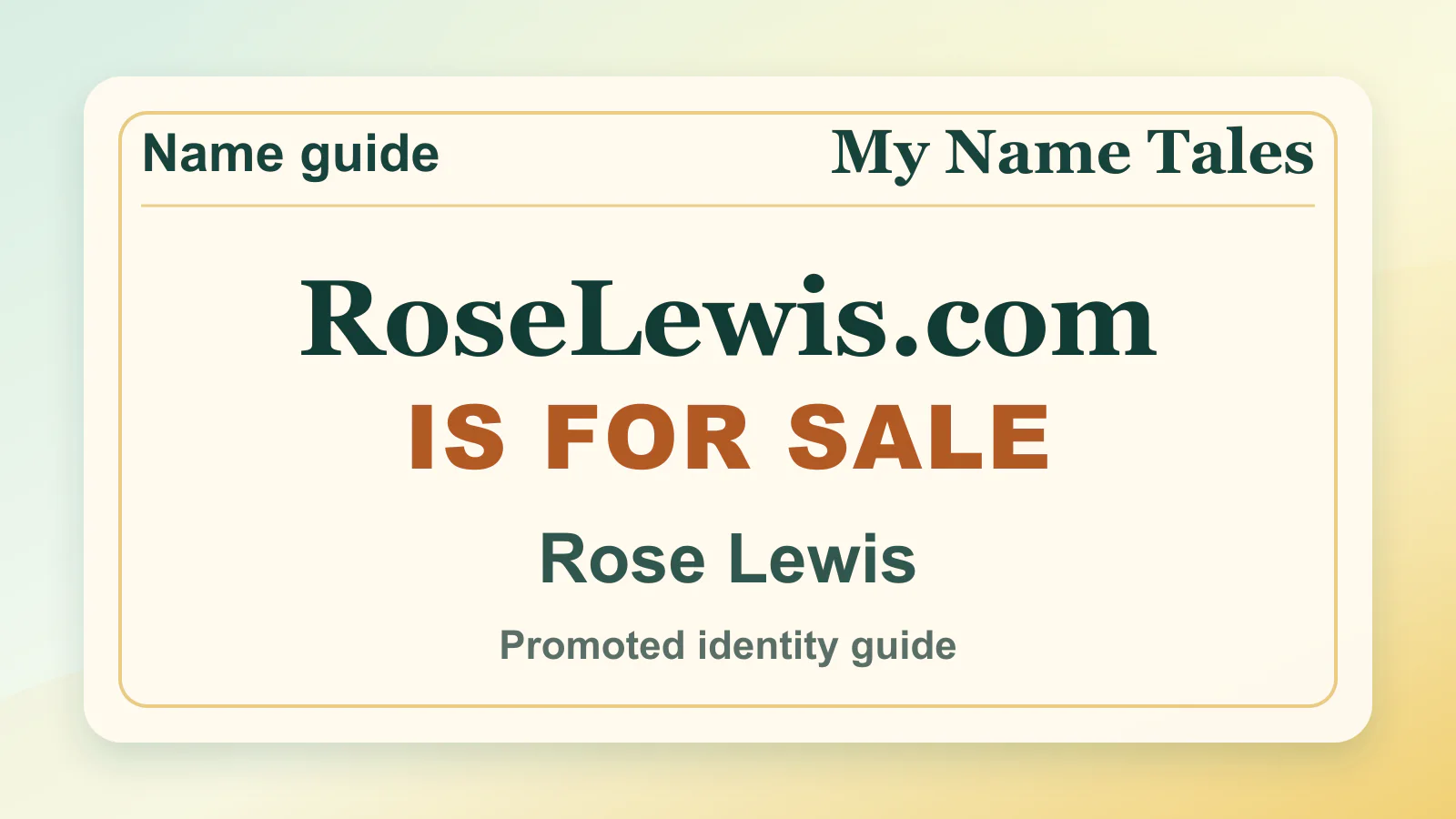 Rose Lewis personal name guide thumbnail on My Name Tales