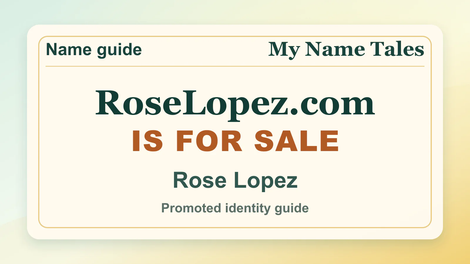 Rose Lopez personal name guide thumbnail on My Name Tales