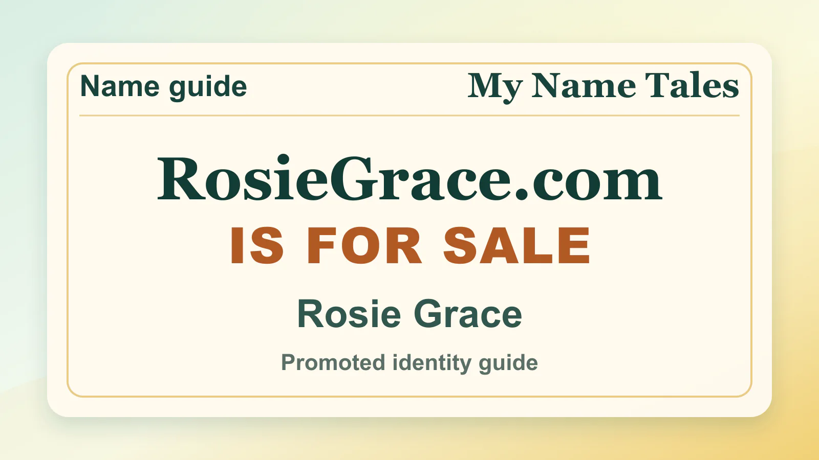 Rosie Grace personal name guide thumbnail on My Name Tales