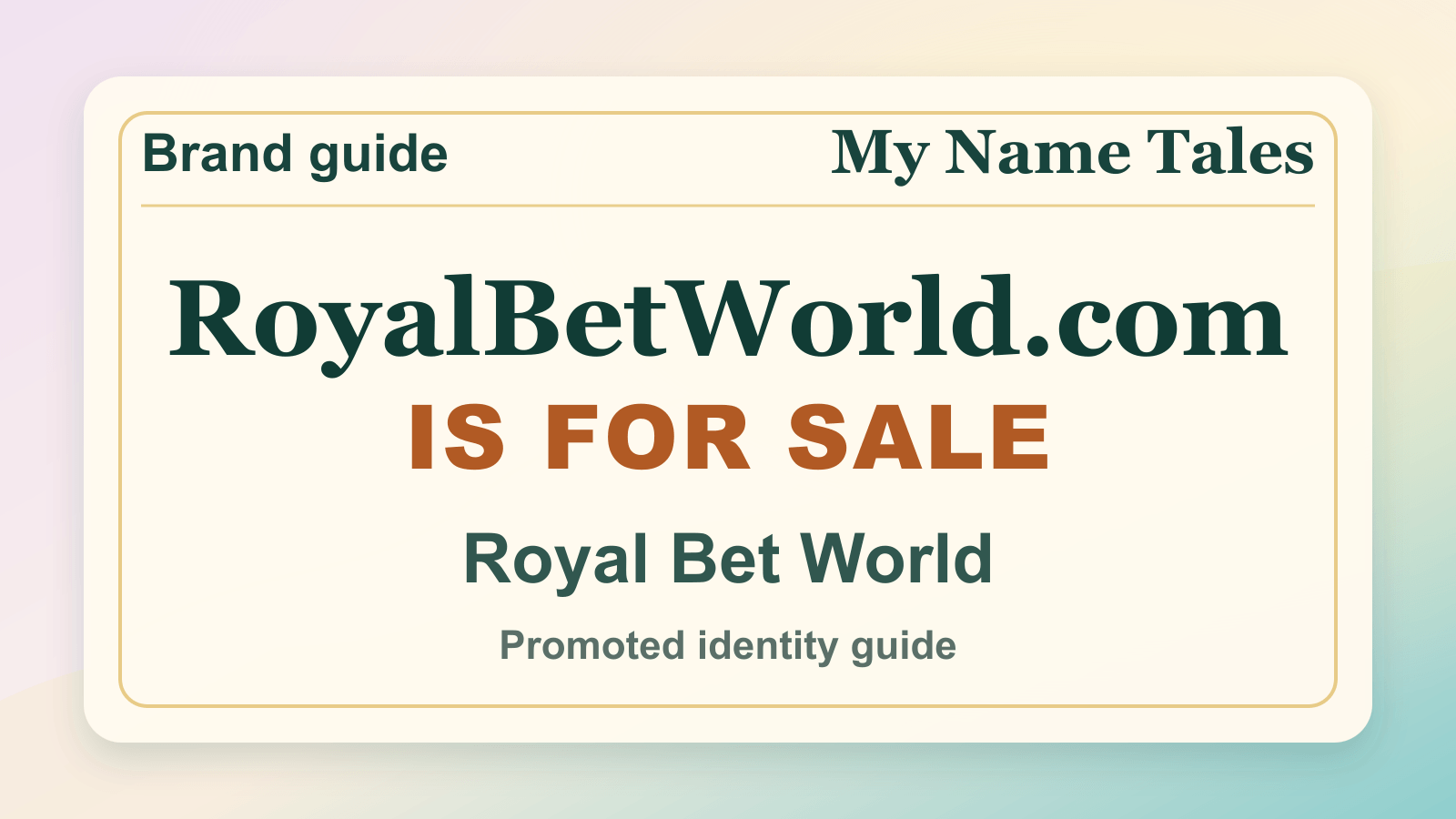 Royal Bet World identity guide image — RoyalBetWorld.com is for sale