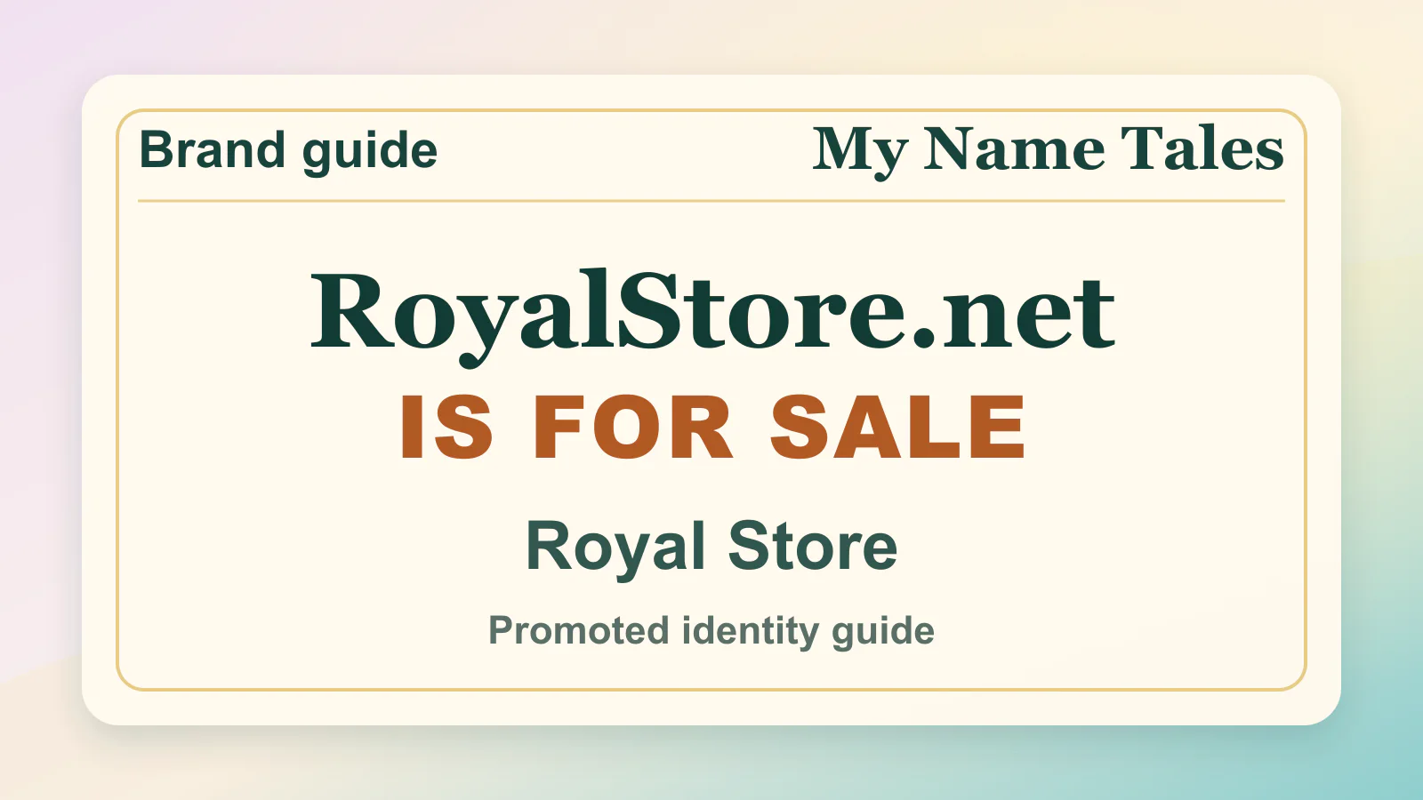 Royal Store brandable domain guide thumbnail on My Name Tales
