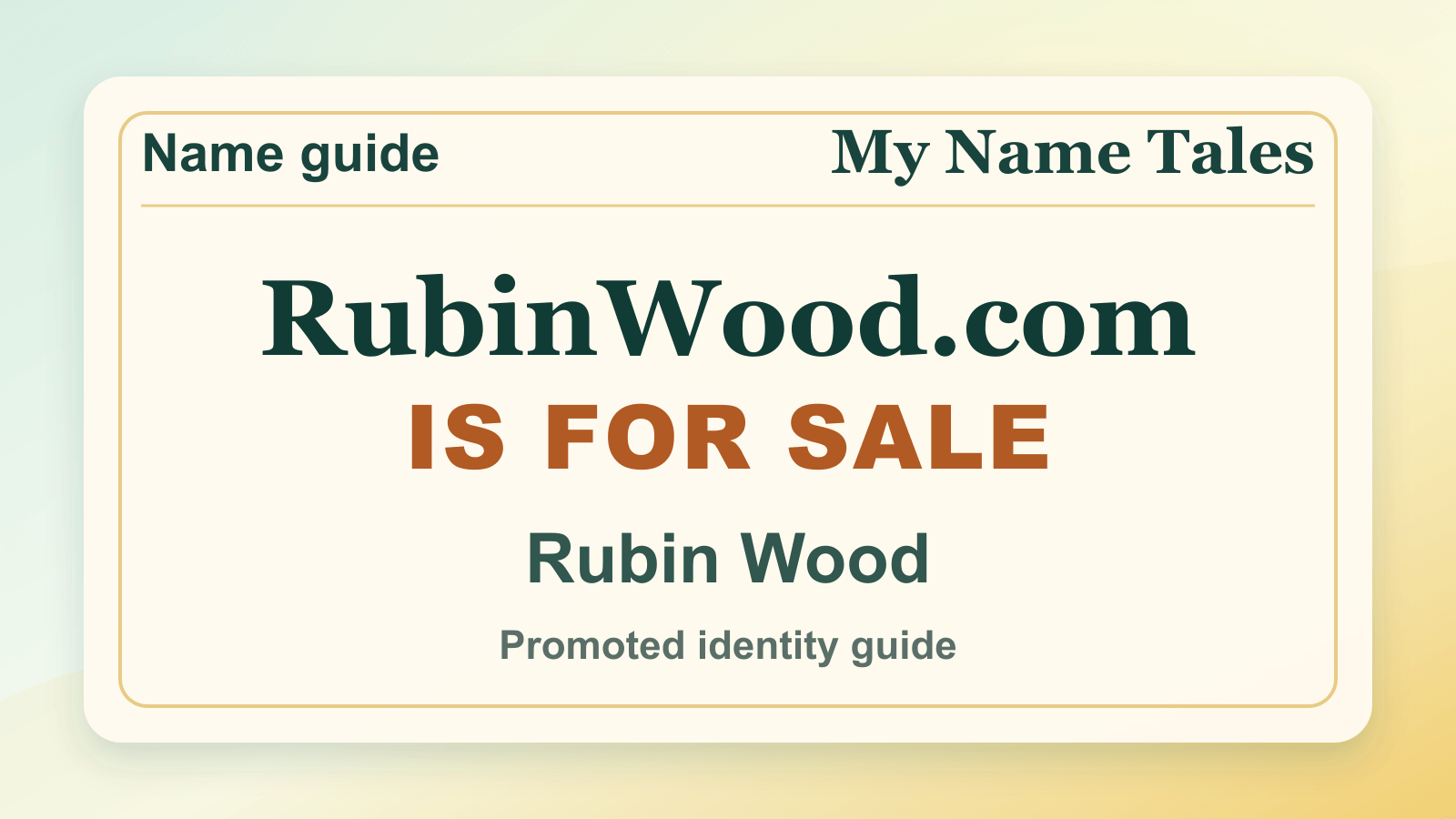 Rubin Wood identity guide image — RubinWood.com is for sale