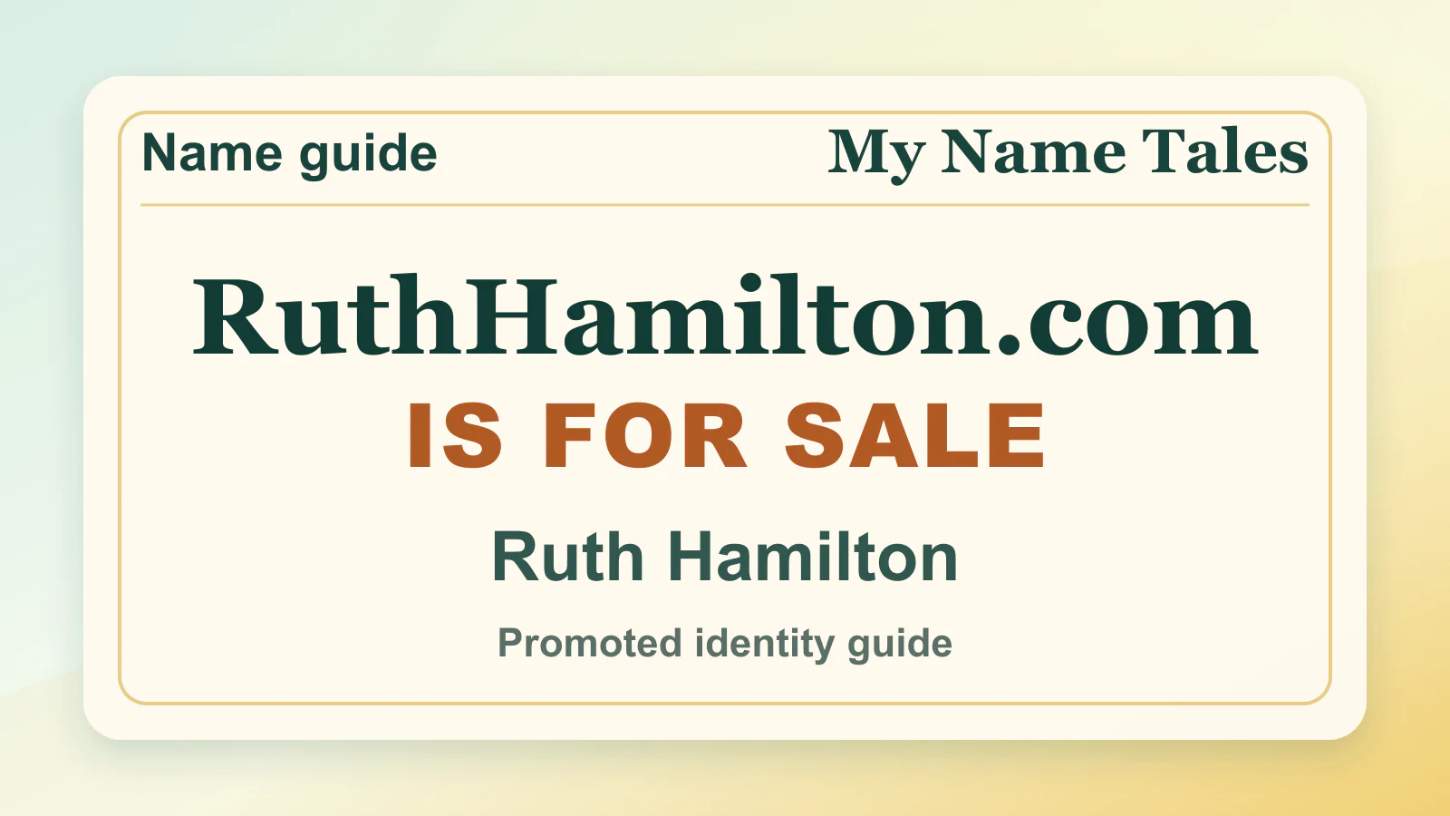 Ruth Hamilton personal name guide thumbnail on My Name Tales