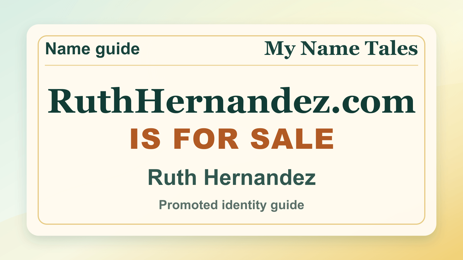 Ruth Hernandez identity guide image — RuthHernandez.com is for sale