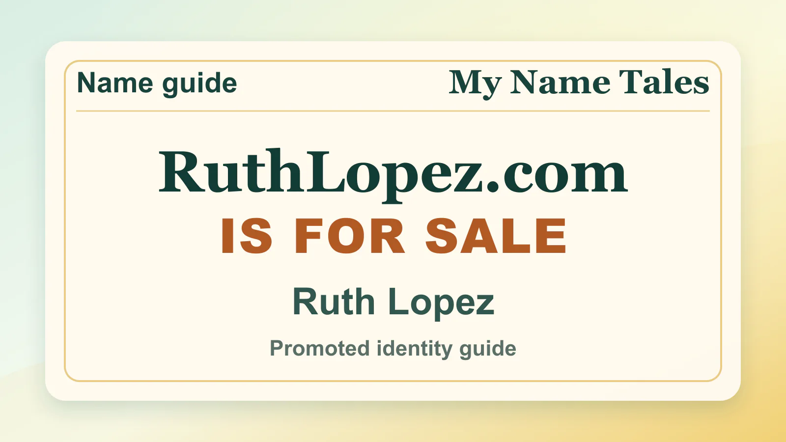 Ruth Lopez personal name guide thumbnail on My Name Tales