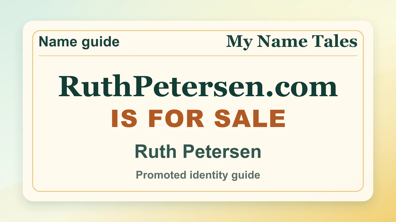 Ruth Petersen personal name guide thumbnail on My Name Tales