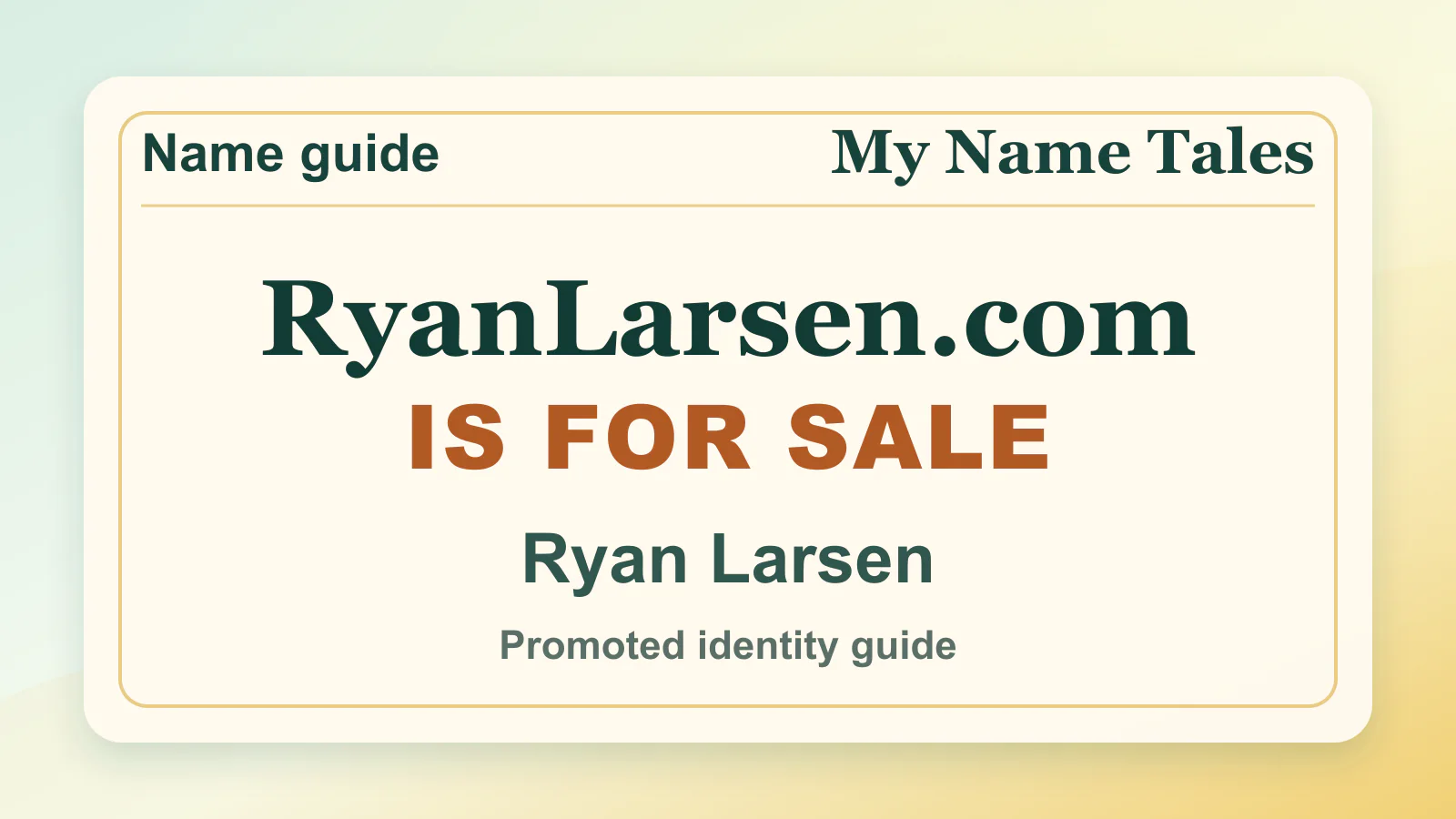 Ryan Larsen personal name guide thumbnail on My Name Tales