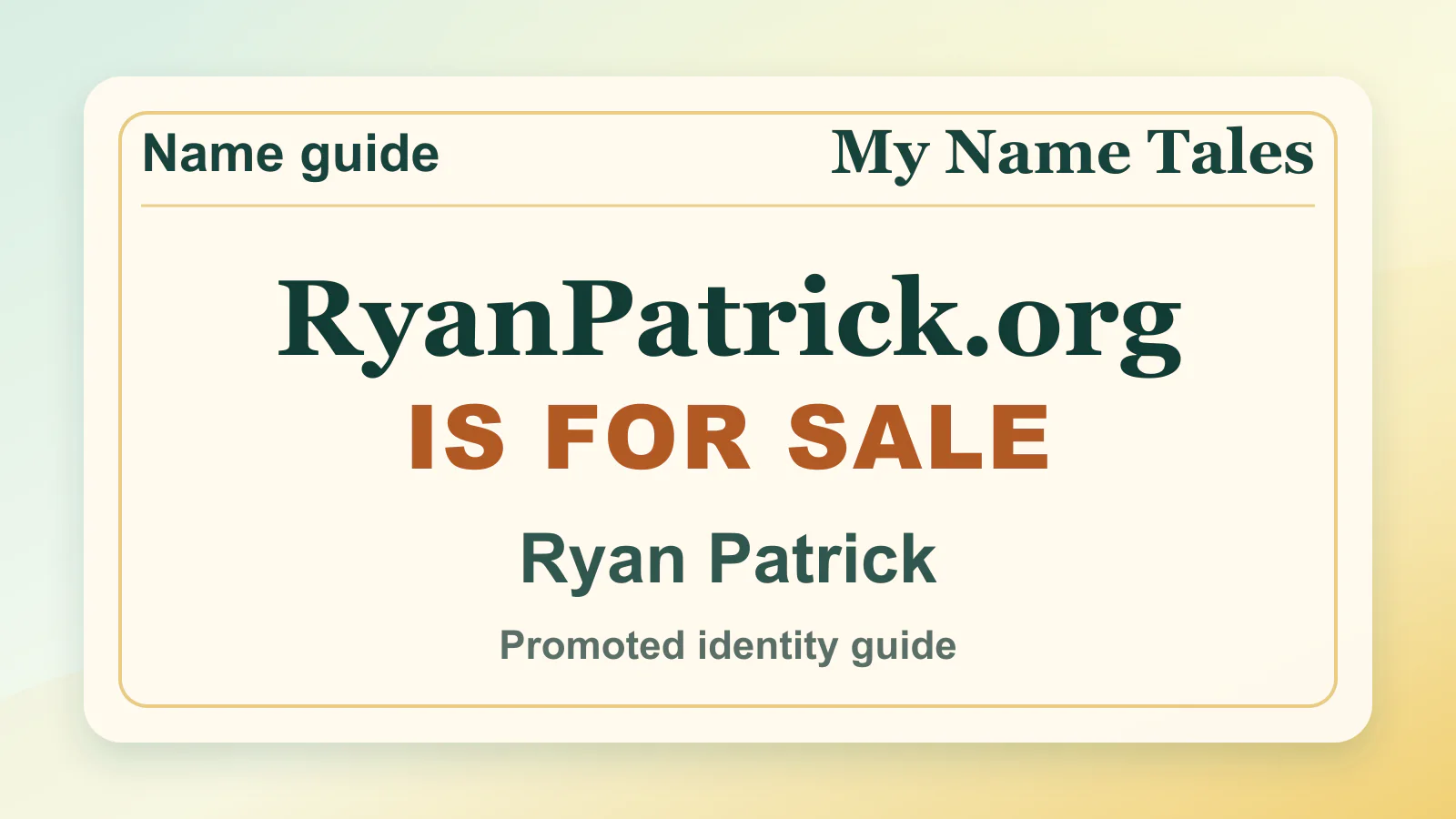 Ryan Patrick personal name guide thumbnail on My Name Tales