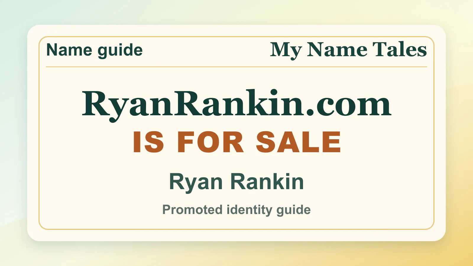Ryan Rankin personal name guide thumbnail on My Name Tales