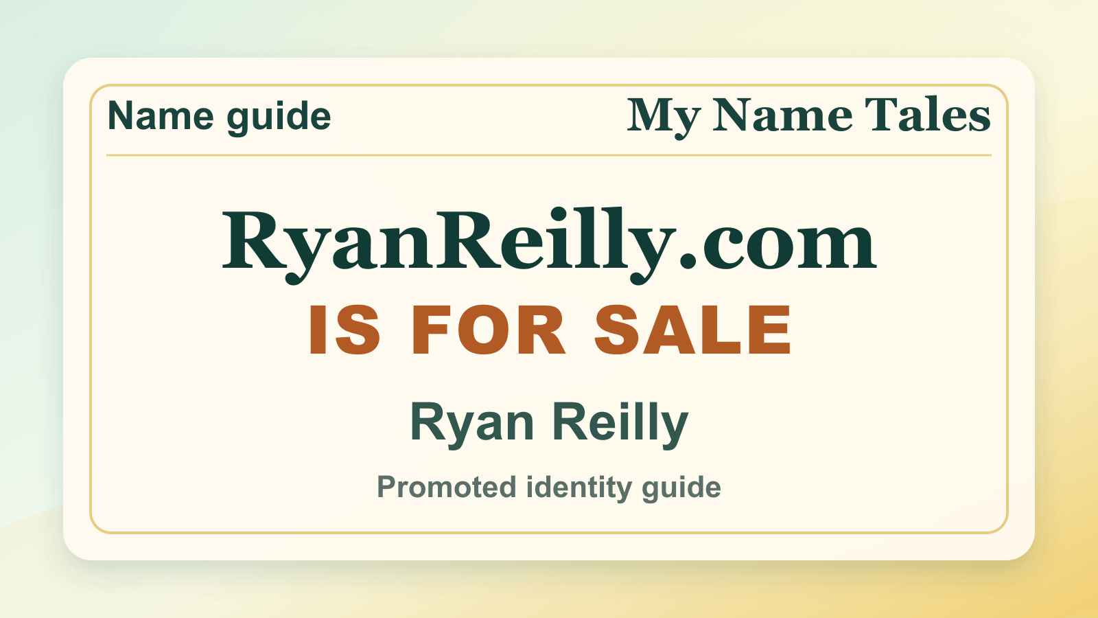 Ryan Reilly identity guide image — RyanReilly.com is for sale
