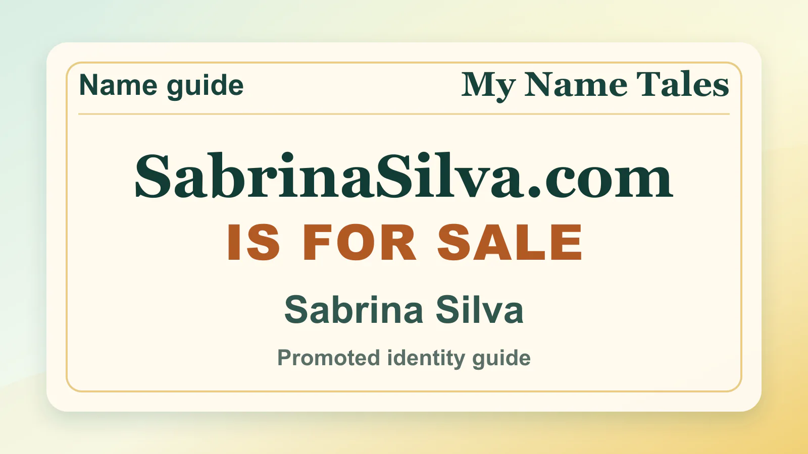 Sabrina Silva personal name guide thumbnail on My Name Tales