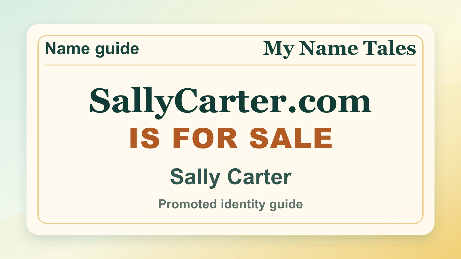 Sally Carter identity guide image — SallyCarter.com is for sale