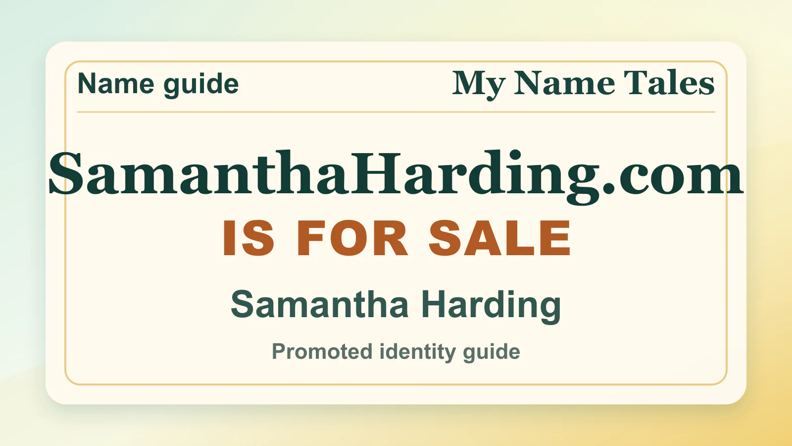 Samantha Harding personal name guide thumbnail on My Name Tales