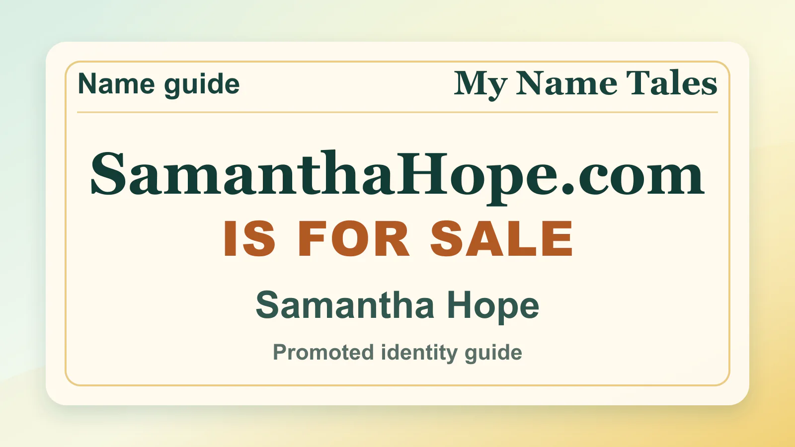 Samantha Hope personal name guide thumbnail on My Name Tales