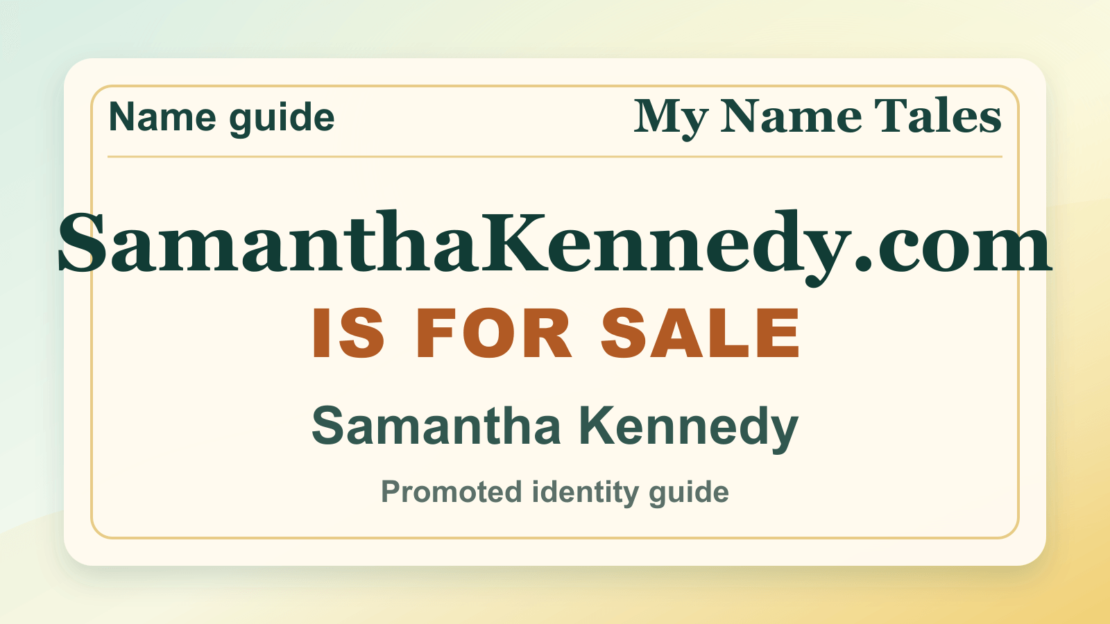 Samantha Kennedy identity guide image — SamanthaKennedy.com is for sale